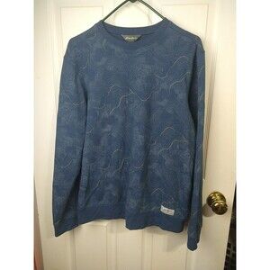 Eddie Bauer Men's S Sweatshirt Blue Geographic Topical LS Pullover Anywhere...